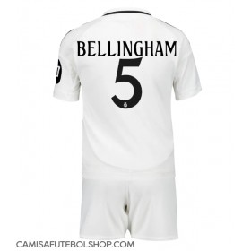 Camisa de time de futebol Real Madrid Jude Bellingham #5 Replicas 1º Equipamento Infantil 2024-25 Manga Curta (+ Calças curtas)